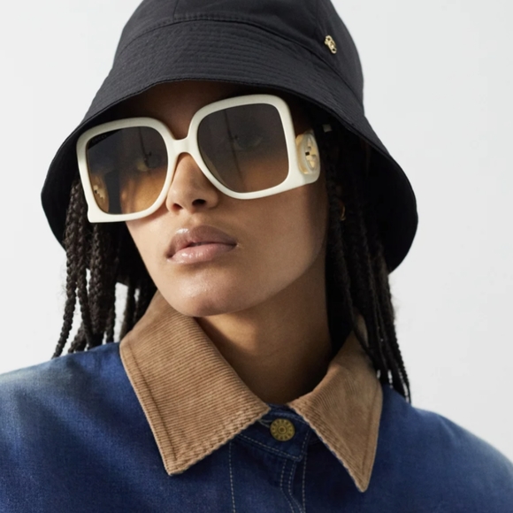 NEW GUCCI GG1326S 002 SQUARE WOMEN NUDE OVERSIZED SUNGLASSES - Picture 3 of 9